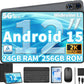 12 Inch Tablet Android 15 Tablets, 2025 Upgraded Android Tablet with Keyboard, 24GB RAM+256GB ROM(1TB Expand), Octa-Core, 2K 2000x1200 Display, 16MP Dual Camera, 8000mAh, 2.4G/5G WiFi, GPS (Black)