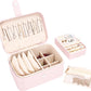 2 Layer Portable Jewelry Box, Large Jewelry Travel Case with 4 Jewelry Pouches, Medium Size Jewelry Organizer Box for Earrings, Necklaces, Bracelets (light pink)