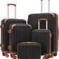 Coolife Luggage Sets, 5 Piece Durable Suitcase, Lightweight Carry on Luggage with ABS Hardshell, Dual Spinner Wheels, TSA Lock and YKK Zipper (apricot black, 5 piece set)