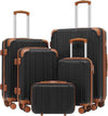 Coolife Luggage Sets, 5 Piece Durable Suitcase, Lightweight Carry on Luggage with ABS Hardshell, Dual Spinner Wheels, TSA Lock and YKK Zipper (apricot black, 5 piece set)