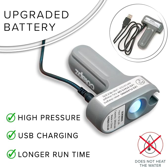 Colapz 12V Camping Shower Portable - High Pressure Outdoor USB Rechargeable Camping Shower - Kit with 9 Gallon Water Bag - Van Life RV Beach Hiking Dog Washing