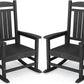 SERWALL Outdoor Rocking Chair Set of 2, HDPE Patio Rocking Chair All-Weather Porch Rocker for Balcony, Yard, Black