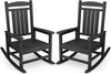 SERWALL Outdoor Rocking Chair Set of 2, HDPE Patio Rocking Chair All-Weather Porch Rocker for Balcony, Yard, Black