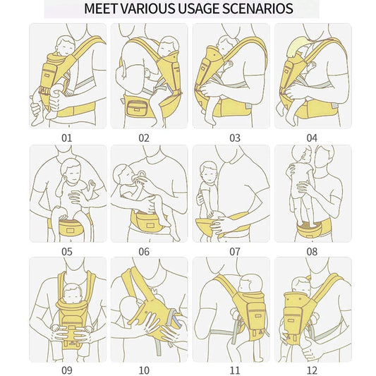 Baby Carrier Newborn to Toddler, 6-in-1 Baby Carrier with Hip Seat Lumbar Support 7-41 lbs, Baby Soft Carrier for All Seasons & Positions, Adjustable Size for Shopping Hiking Travelling