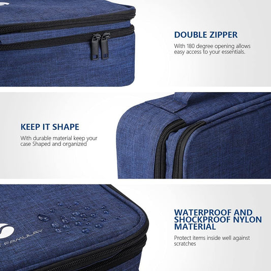 ORIENT FAMULAY Travel Electronics Organizer, Waterproof Cable Organizer Bag for Electronic Accessories Double Layer Large Shockproof Cable Storage Bag for Cord, Power Bank, Tablet(Up to iPad 11 inch) - Royal Blue