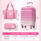 LONG VACATION Carry On Luggage Sets 3 Piece 20 Inch Suitcase Set, ABS+PC Hardshell Lightweight Travel Luggage with Spinner Wheels & YKK Zipper TSA Lock (Pink and White, 20 INCH)