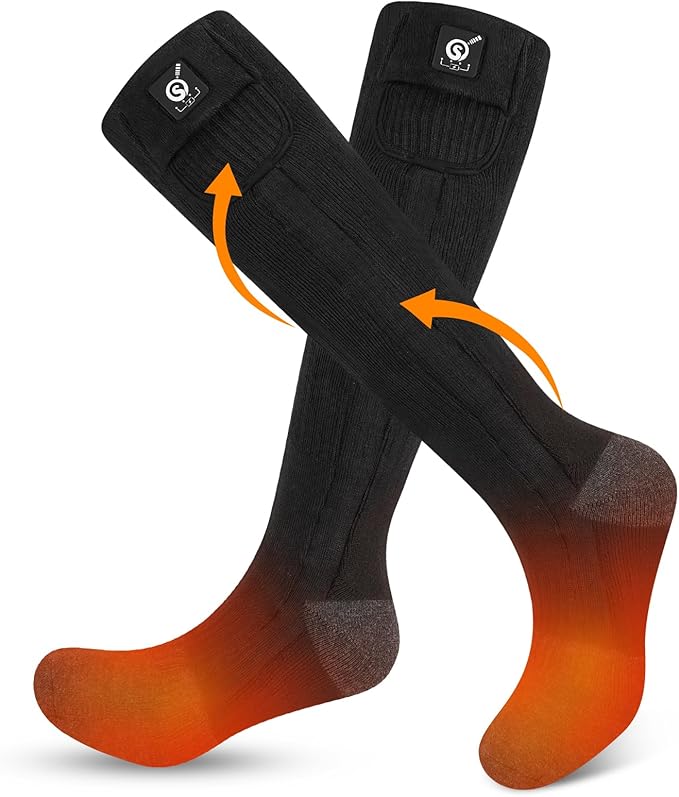 SNOW DEER Heated Socks for Men Women, 7.4V Rechargeable Battery Electric Ski Foot Warmer for Hunting Fishing Camping Hiking Skiing