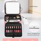 Relavel Makeup Bag with LED Mirror, Travel Makeup Case with Rechargeable Lighted Mirror 3 Color Lights, Dual Layer Cosmetic Box Makeup Brush Lipstick Holder Organizer for Women, Leather Pink
