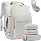 LOVEVOOK Travel Backpack for Women & Men 40L,Airline Approved Carry On Backpack Travel Essentials,TSA Carry on Luggage,Waterproof Personal Item Travel Bag,Suitcase with 3 Packing Cubes,Light gray-Pink