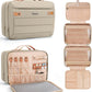 Women's Hanging Toiletry Bag, Waterproof Travel Cosmetic Organizer with Jewelry Storage, Large Capacity Makeup Case for Full-Size Skincare & Bathroom Essentials, Portable Cosmetic kit, Khaki
