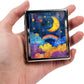 8‑Compartment Metal Pill Box Organizer – Portable Medicine Case 3″×2.6″ | Food‑Grade Dividers | Secure Snap Button Lid | Travel & Gift for Seniors (Dreamy Moon and Rainbow Skies)