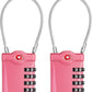 ZHEGE Travel Locks TSA Approved, 4 Digit Cable Luggage Locks with Inspection Indicator for Suitcase, Backpack, Cabinet, Toolbox, Gym & School Locker (2 Pack, Pink)