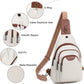 10L Crossbody Sling Bag for Women Men Anti Theft Cross Body Fanny Pack Belt Bag Purse Gifts for Women Faux Leather, Beige Brown