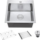 18-Inch Bar Sink Drop-In, SINKVINE Stainless Steel Kitchen Sink for Laundry Outdoor, RV, Top Mounted with Deep Single Bowl, 3.5" Drain Strainer, Bottom Rise Grid, Roll-up Drying Unit, 18 x 18 inch