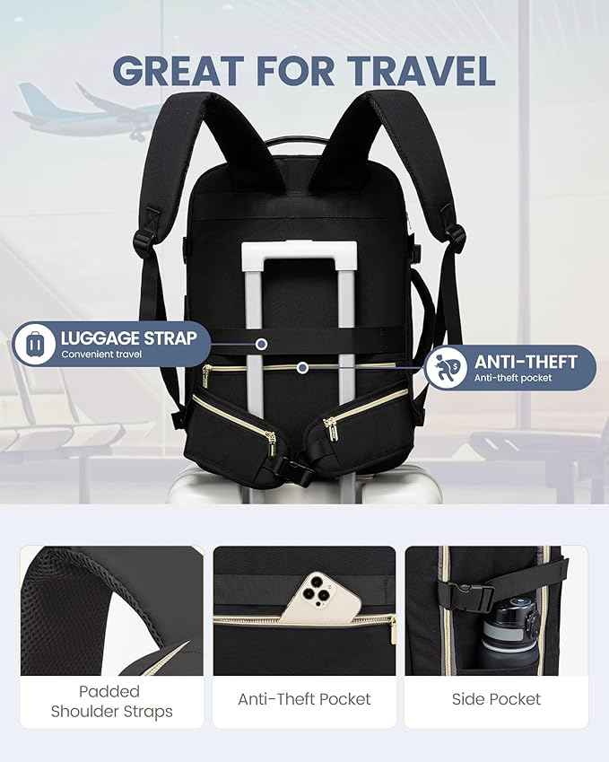LOVEVOOK Travel Backpack for Women with Waist Strap,40L Cute Carry on Backpack Travels Essentials Personal Item Backpack for Traveling on Airplane,Large Carry on Luggage Travel Bag Flight Approved