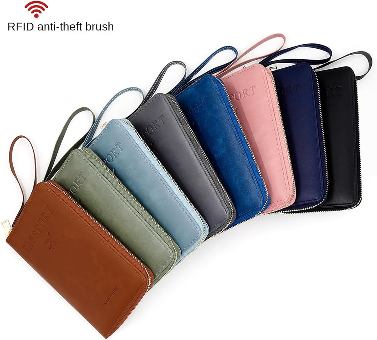 Rowgins Rfid Blocking Passport Holder Wallet, Rowgins Rfid Passport Holder with Zipper, PU Leather PassportHolder for Travel (GRAY)
