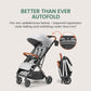 Bombi Bēbee V2 Lightweight Baby Stroller - Premium Vegan Leather, One-Hand Fold, Infinite Recline, Aircraft-Grade Aluminum Frame, XXL Canopy, and Ample Storage Umbrella Stroller - Stone Gray