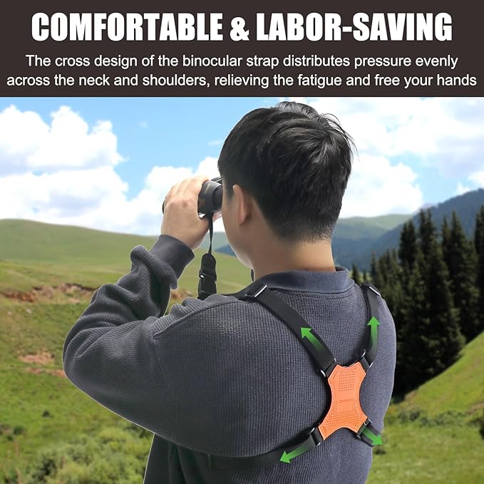 HUNTPAL Binocular Harness Strap for Hunting and Birding Wacthing, X-shaped Decompression Cross Body, Fit for Rangefinder
