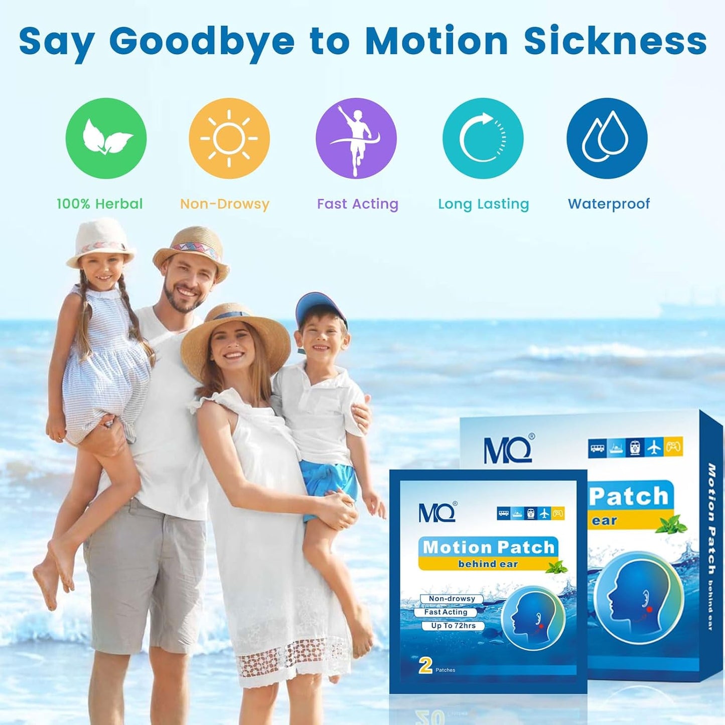 MQ 20ct Motion Sickness Patches, Medium Color, Sea Sickness Patches Non Drowsy & Waterproof, Cruise Ship Travel Essentials, Fast Acting & Long Lasting 72H