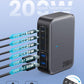 USB C Charger 200W USB Charging Block,6 Ports GaN IV Foldable Wall Charger Outlet Plug,QC4.0 Fast Charging Station Hub,PD 65W Laptop Adapter for MacBook Pro/Air,Dell,iPhone 16/15,Galaxy,Steam Deck