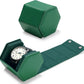 Oirlv Luxury Hexagonal Leather Watch Travel Case Single Watch Box for Men Portable Jewelry Storage Roll Organizer(1-Slot,Green)