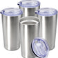 20 oz Tumbler Coffee Tavel Tumblers Bulk with Lid Stainless Steel Double Wall Vacuum Insulated Mug Powder Coated Cups fit Car Cupholder for Hot and Cold - Stainless Steel, 4Pack