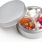 Small Pill Case 3 Compartments, Metal Round Portable Pill Box, Waterproof Travel Pill Organizer, Pocket Purse Medicine Vitamin Holder EDC Container (Silver)