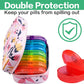 Serfeymi Weekly Travel Pill Organizer 2 Times A Day AM PM Upgraded Rainbow Pill Box 7 Day with Portable Zipper PU Leather Pill Case, Medicine Organizer for Pills, Vitamins, Fish Oils - Pink 03