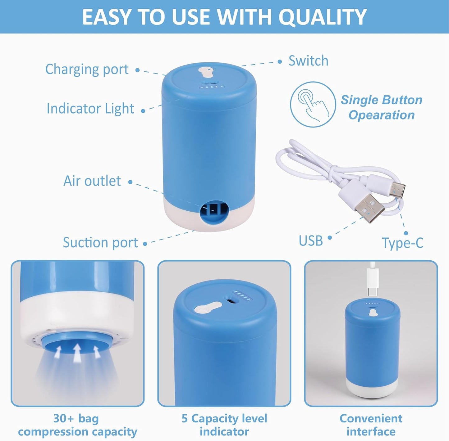 12 Pack Travel Vacuum Storage Bags with Portable Electric Pump, Vacuum Seal Space Saver Bags for Clothing, Vacuum Travel Bags for Luggage