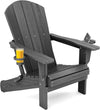 SERWALL Foldable Adirondack Chair, HDPE Adirondack Chair with Wood-Texture-Gray