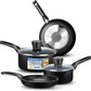 SereneLife 6-Piece Pots and Pans Set – Nonstick Cookware, Black Coating, Heat-Resistant, Dishwasher safe, Includes Fry Pans, Saucepans with Lids, Color Black