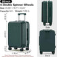 mixi Large Checked Luggage with Cup Phone Holder and Charger Hard Shell Suitcases with Spinner Wheels, 26 Inch Blackish Green