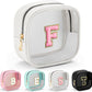 YOOLIFE Initial Make Up Bag Travel Toiletry Bag, Clear Makeup Bag Preppy Cosmetic Bags Organizer Travel Essentials Gifts for Women Teen Girlfriend Teacher Mom Birthday Mothers Day Gifts White F