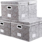 PRANDOM Jumbo Collapsible Storage Boxes with Lids Fabric Decorative Storage Bins Cubes Organizer Baskets with Cover Handles Divider for Bedroom Closet Living Room 23.2x15.7x11.6 Inch 3 Pack