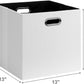 Posprica Fabric Storage Cubes, 13x13 Collapsible Storage Bins with Dual Handles, Foldable Storage Boxes Basket for Closet Shelf Cabinet Bookcase Organization, Set of 4, White