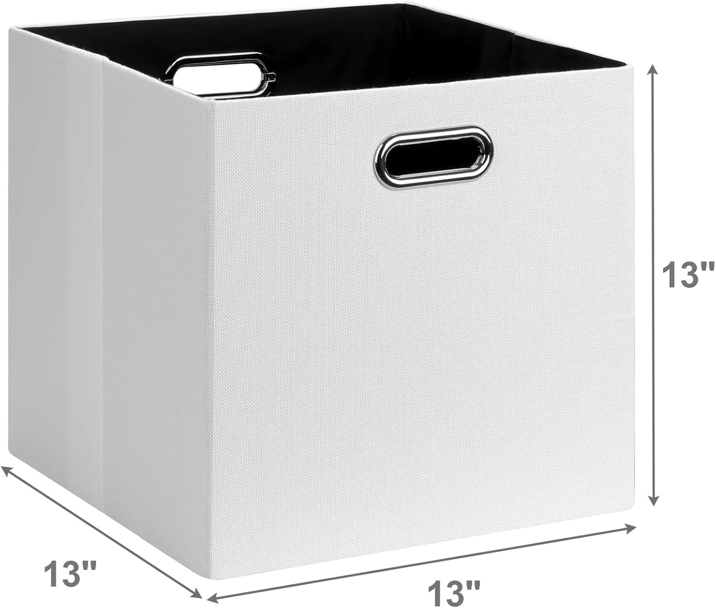 Posprica Fabric Storage Cubes, 13x13 Collapsible Storage Bins with Dual Handles, Foldable Storage Boxes Basket for Closet Shelf Cabinet Bookcase Organization, Set of 4, White