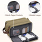 WANDF Toiletry Bag for Men Travel Toiletry Organizer Canvas and Leather Dopp Kit Water-Resistant Shaving Bag for Travel Accessories (Classic Khaki, Large) - Roamly
