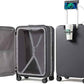 mixi Large Checked Luggage with Cup Phone Holder and Charger Hard Shell Suitcases with Spinner Wheels, 26 Inch Rock Gray
