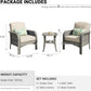 HOOOWOOO Patio Furniture Set,3 Pieces Outdoor Conversation Set,All Weather Wicker Bistro Set Yard Porch High Back Chairs Side Table,Beige