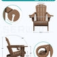 SERWALL Folding Adirondack Chair, Dual Cup Holders & All-Weather HDPE, Wood-Like Patio Chair for Backyard, Camping，Pool & Fire Pit- Brown