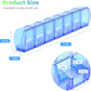 Extra Large Pill Organizer 2 Pack, XL Pill Box 7 Day, Weekly Pill Case with Large Capacity, Jumbo Organizer, BPA Free (Blue+Green)