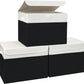 Large 17" 42 Quarts Collapsible Stackable Storage Bins with Lids [3-Pack] Foldable Fabric Linen Storage Boxes Cube, Closet Organizer Baskets with Label for Home (16.7 x 12 x 12", Black & White)