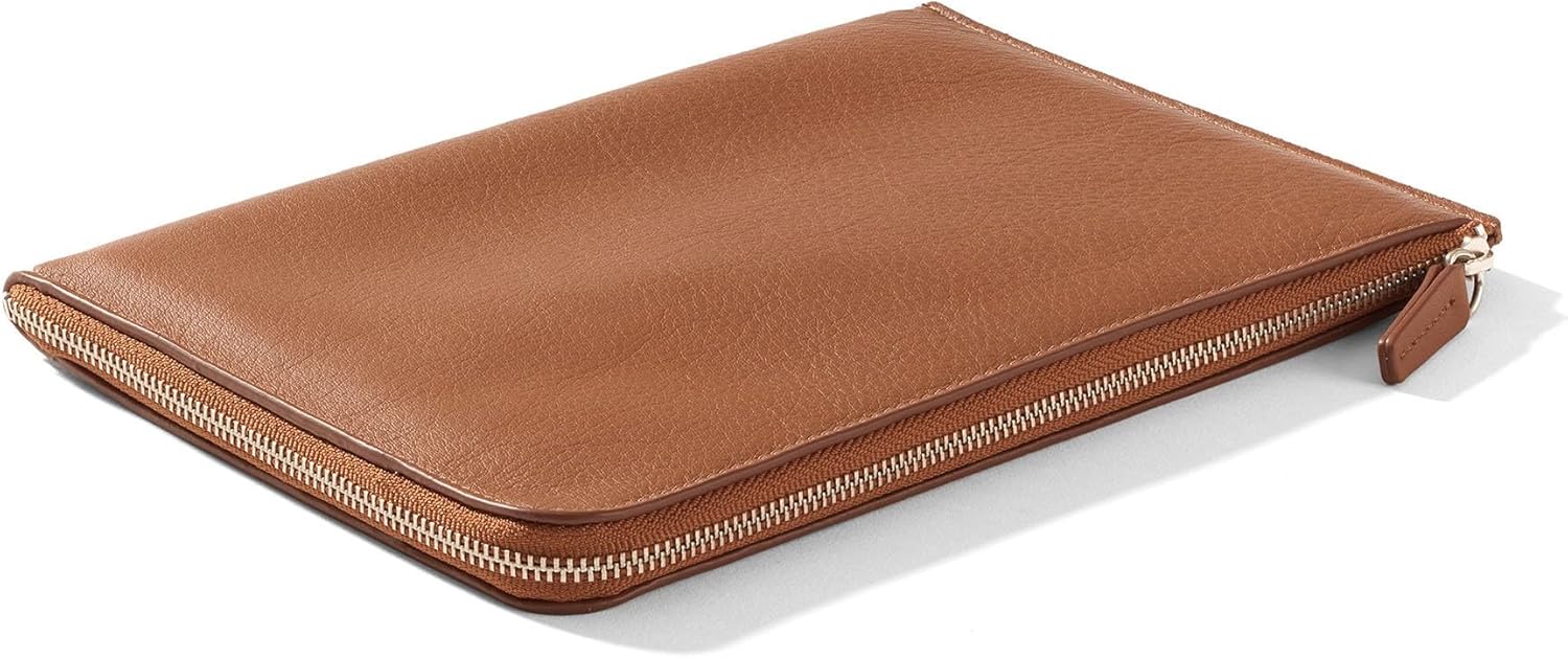 Leatherology Cognac Slim Zip Travel Wallet - Compact and lightweight, Versatile storage, Zip closure - Roamly