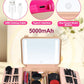 Kalolary Travel Makeup Train Cases with Lighted Mirror 3 Color Setting, Makeup Bag Cosmetic Case Organizer Adjustable Brightness Portable Makeup Storage Box with Detachable 5X Magnifying Mirror, Pink