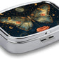 Metal 2 Compartment Pill Organizer Travel Friendly Portable Compact Pill Box Cute Pill Case to Hold Vitamins,Fish Oil,Supplements,Meds,Tablet for Purse,Pocket. (Butterflies in The Night)