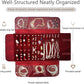 Velvet Travel Jewelry Case Roll Bag Organizer for Necklace Bracelet Earrings Ring (Black) (Burgundy)