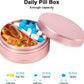Metal Pill Case 2 Compartment - Waterproof Pill Box for Daily Travel, Pocket Purse Pill Container Holder Compact Medicine Organizer for Vitamins Fish Oils Medication