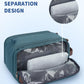 WANDF Toiletry Bag for Men Travel Toiletry Organizer Canvas and Leather Dopp Kit Water-Resistant Shaving Bag for Travel Accessories (Blue-Green, Large) - Roamly