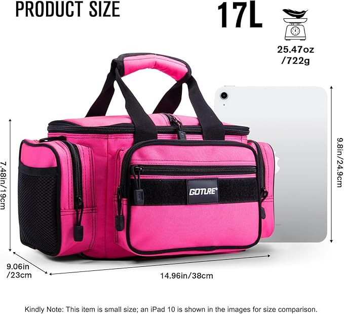 Goture Fishing Tackle Bag, 600D Water-Resistant Soft Side Crossbody Sling Bag for Women,Small Gear Storage Tactical Bags for Saltwater & Freshwater,Fits 3 3600 Tackle Boxes(Not Included)