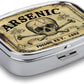 Metal 2 Compartment Pill Organizer Travel Friendly Portable Compact Pill Box Cute Pill Case to Hold Vitamins,Fish Oil,Supplements,Meds,Tablet for Purse,Pocket. (Vintage Skeleton)